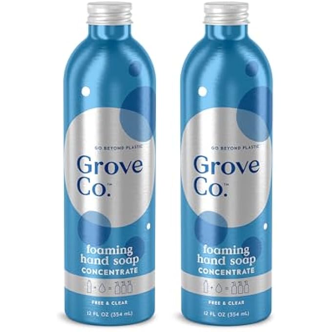 Grove Co. HYDRATING FOAMING HAND SOAP REFILLS (2 X 12 OZ), MOISTURIZING HAND WASH, FRAGRANCE-FREE, NO PLASTIC OR PARABENS, CRUELTY FREE, FREE & CLEAR UNSCENTED (PACK OF 2) - Image 1